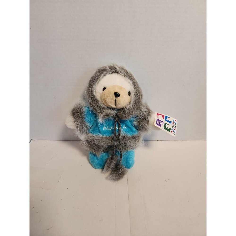 Alaska Friends White Teddy Bear Plush Fur Lined Teal Coat and Matching Boots Tag